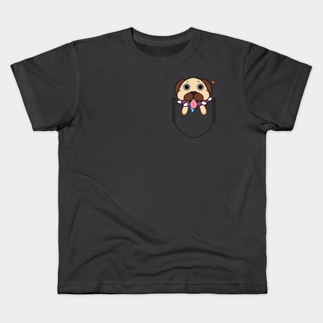 Pocket Puggy Kids T-Shirt by DadoDesigns